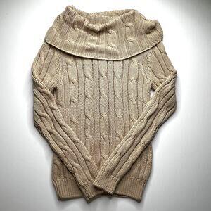 Daisy Fuentes Cowl Neck Cable Knit Sweater L